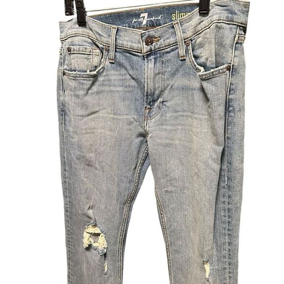 New 7FAM 7 For All Mankind Slimmy Straight Jeans 31 Vintage Blue - Picture 2 of 9